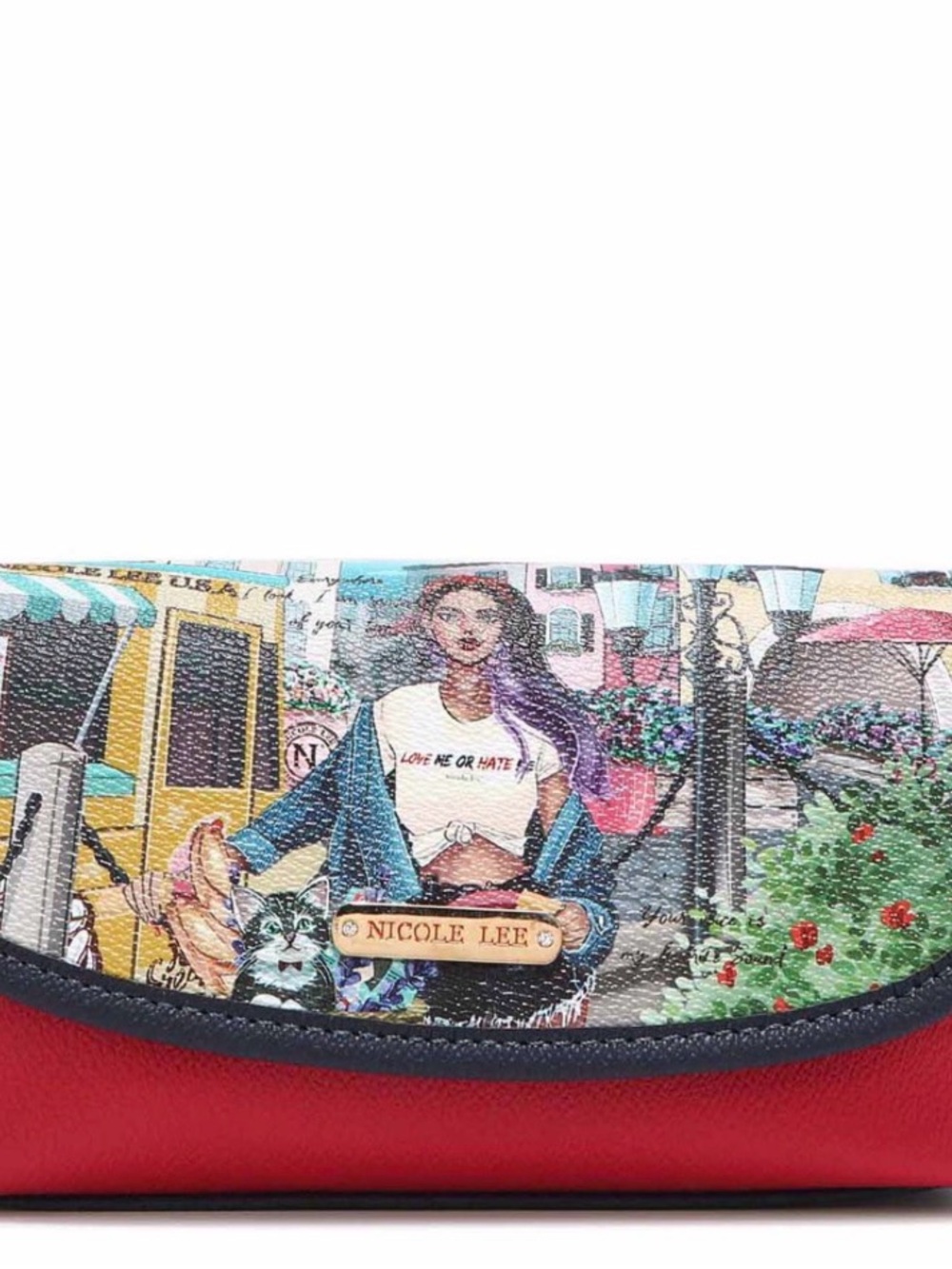 Nicole Lee Red and Multicolor Graphic Cosmetic travel bag Cozy street in Milan